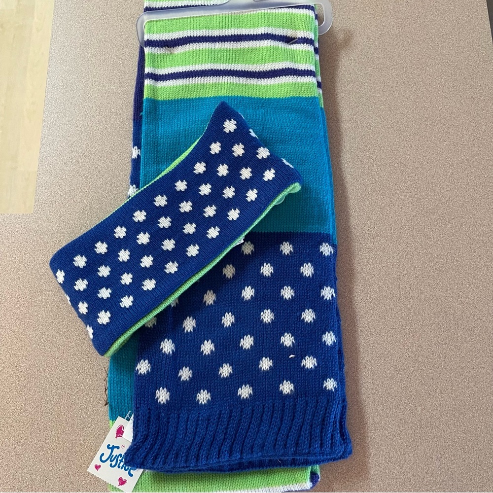 Justice Blue and Green Knit Scarf and Headband Set